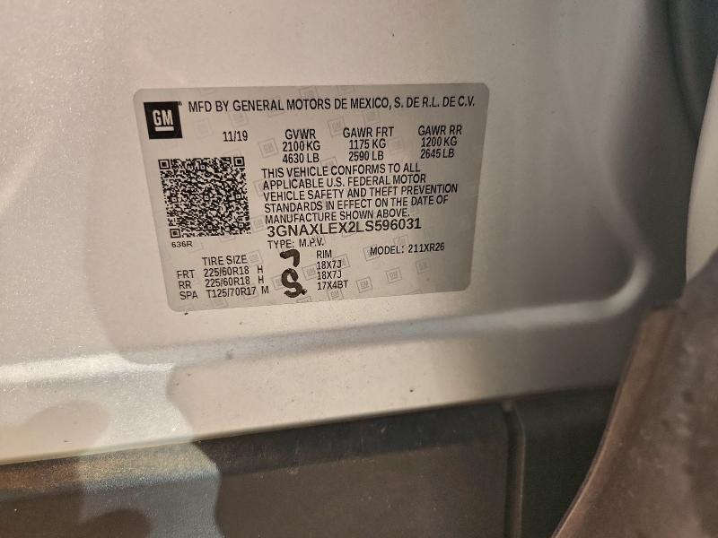 Photo 14 from auction – 2020 CHEVROLET EQUINOX LT with VIN 3GNAXLEX2LS596031