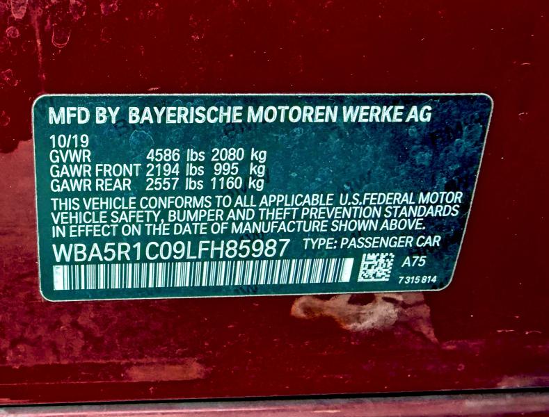 Photo 10 from auction – 2020 BMW 330I with VIN WBA5R1C09LFH85987