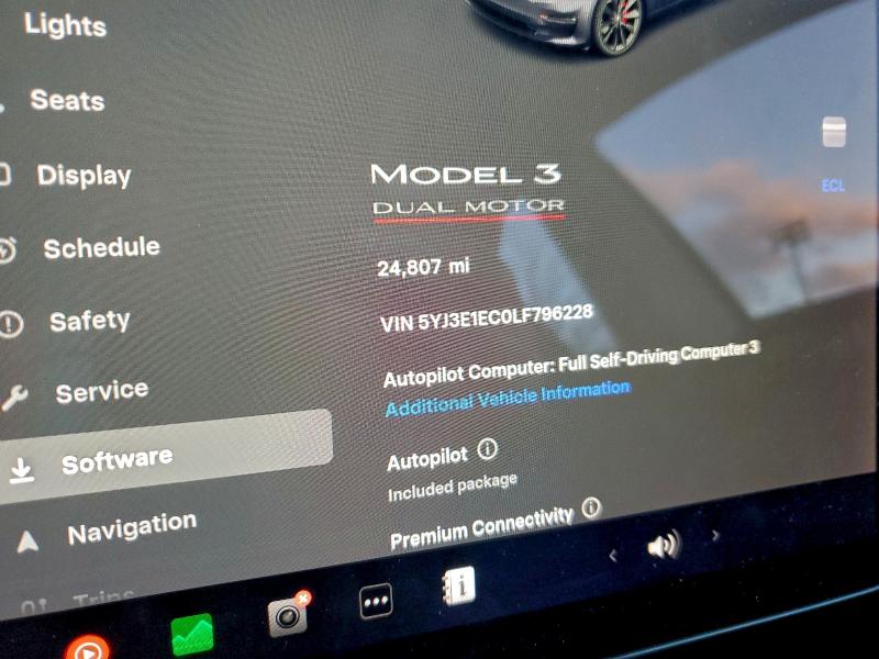 Photo 9 from auction – 2020 TESLA MODEL 3 with VIN 5YJ3E1EC0LF796228
