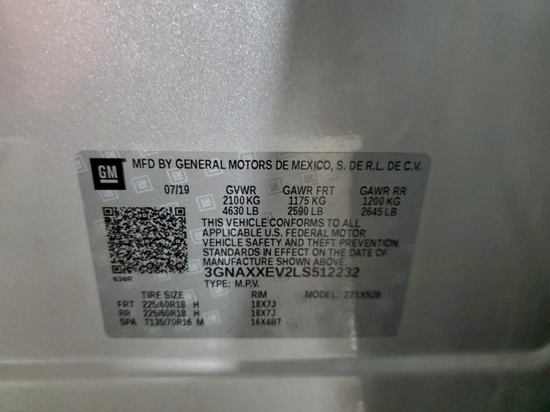 Photo 14 from auction – 2020 CHEVROLET EQUINOX PR with VIN 3GNAXXEV2LS512232