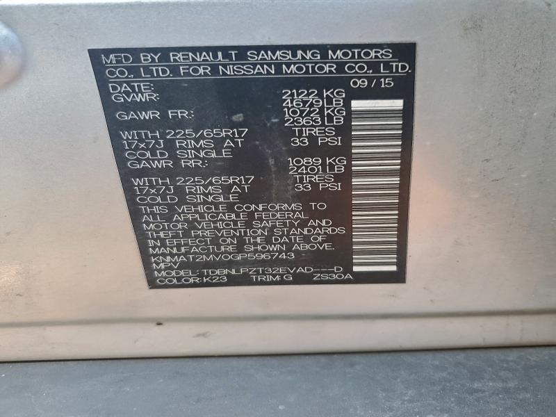 Photo 14 from auction – 2016 NISSAN ROGUE S with VIN KNMAT2MV0GP596743