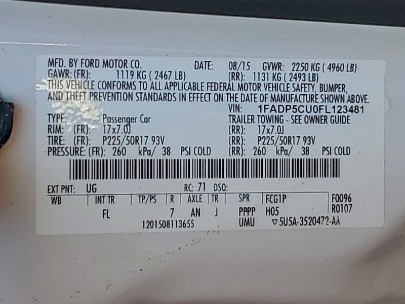 Photo 14 from auction – 2015 FORD C-MAX PREM with VIN 1FADP5CU0FL123481