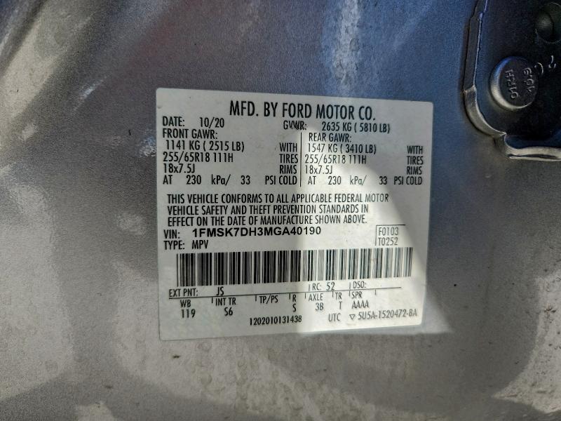 Photo 14 from auction – 2021 FORD EXPLORER X with VIN 1FMSK7DH3MGA40190