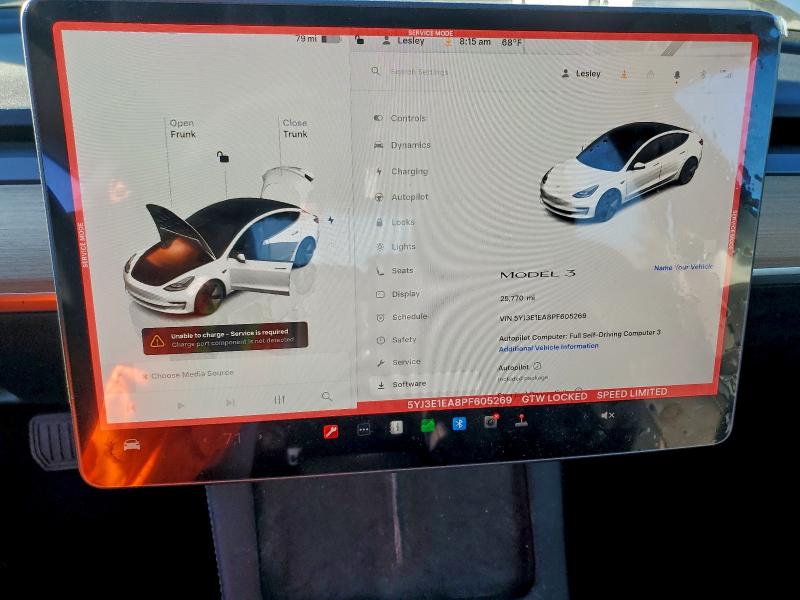 Photo 9 from auction – 2023 TESLA MODEL 3 with VIN 5YJ3E1EA8PF605269