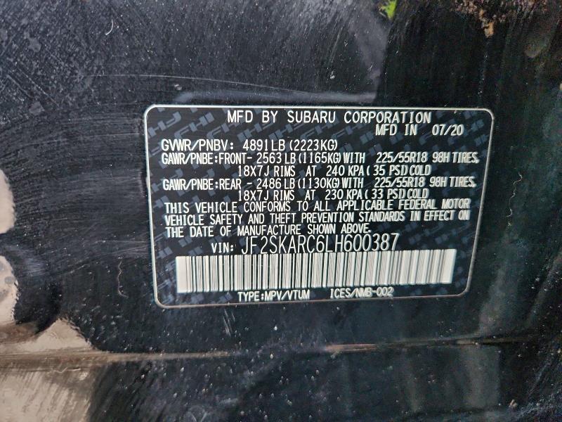 Photo 14 from auction – 2020 SUBARU FORESTER S with VIN JF2SKARC6LH600387