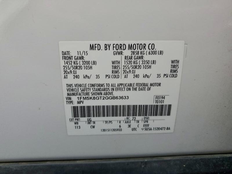 Фото 14 с аукциона – 2016 FORD EXPLORER S с VIN 1FM5K8GT2GGB63633