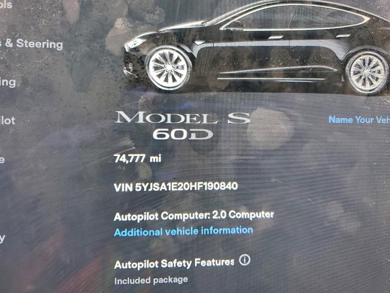 Photo 9 from auction – 2017 TESLA MODEL S with VIN 5YJSA1E20HF190840