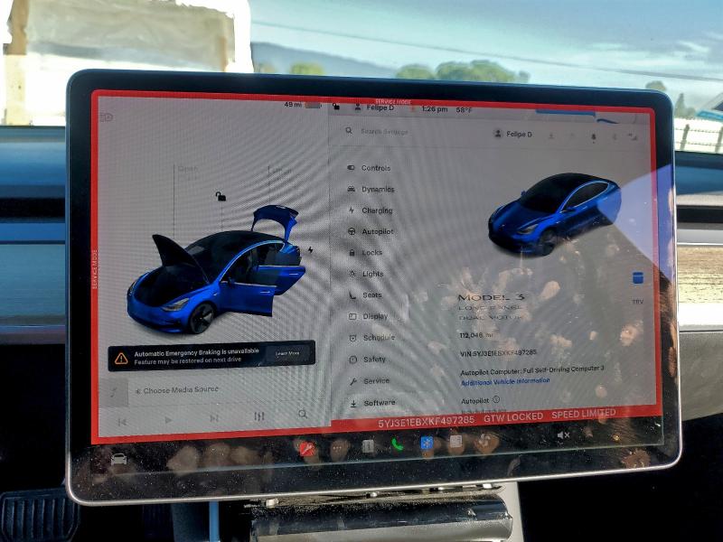 Photo 9 from auction – 2019 TESLA MODEL 3 with VIN 5YJ3E1EBXKF497285