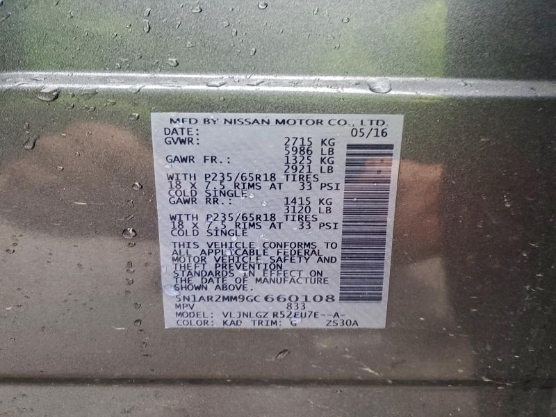 Photo 14 from auction – 2016 NISSAN PATHFINDER with VIN 5N1AR2MM9GC660108