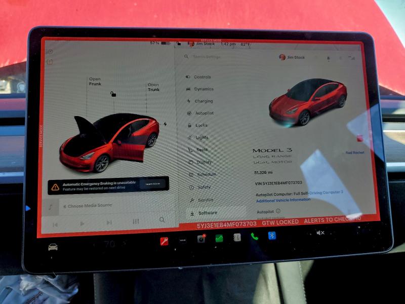 Photo 9 from auction – 2021 TESLA MODEL 3 with VIN 5YJ3E1EB4MF073703