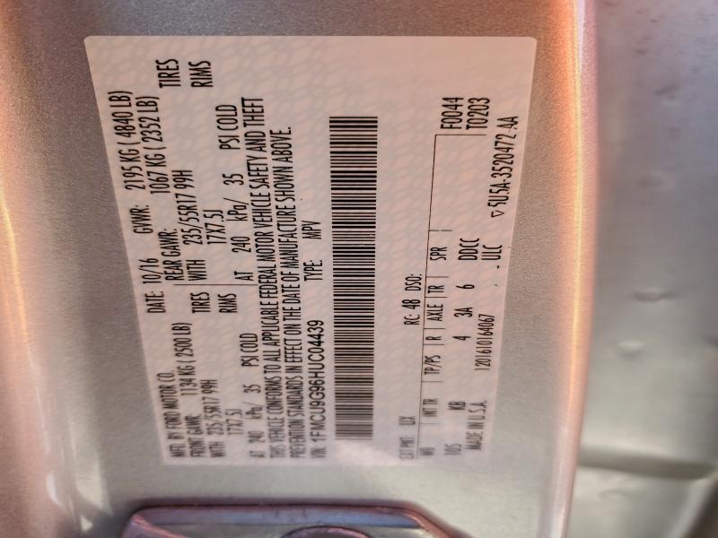 Photo 14 from auction – 2017 FORD ESCAPE SE with VIN 1FMCU9G96HUC04439