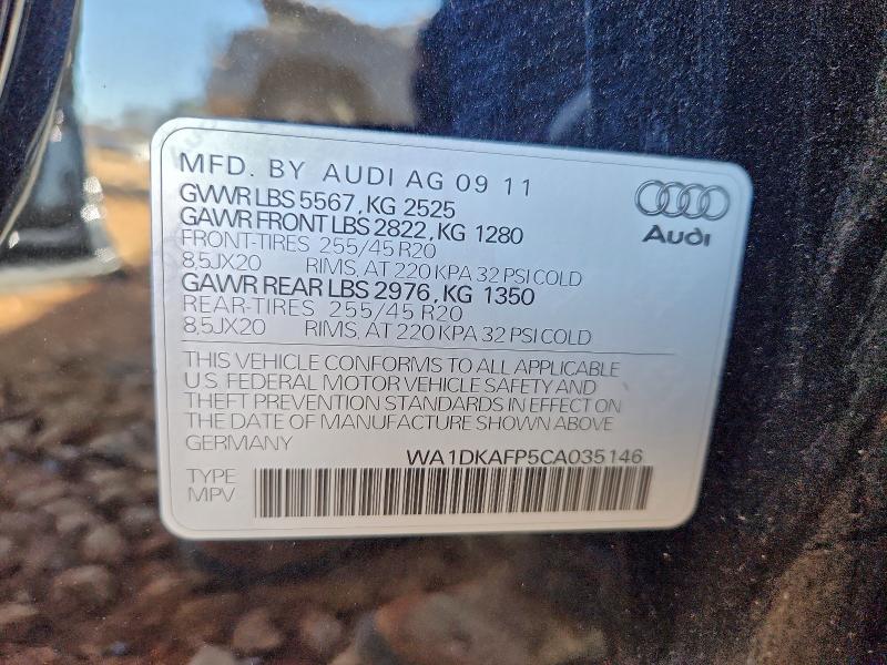 Photo 14 from auction – 2012 AUDI Q5 PREMIUM with VIN WA1DKAFP5CA035146