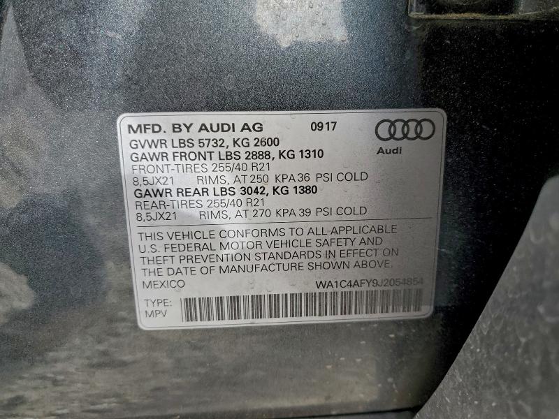 Photo 14 from auction – 2018 AUDI SQ5 PRESTI with VIN WA1C4AFY9J2054854