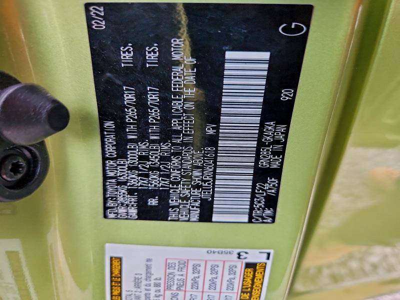 Photo 14 from auction – 2022 TOYOTA 4RUNNER SR with VIN JTELU5JRXN6041618