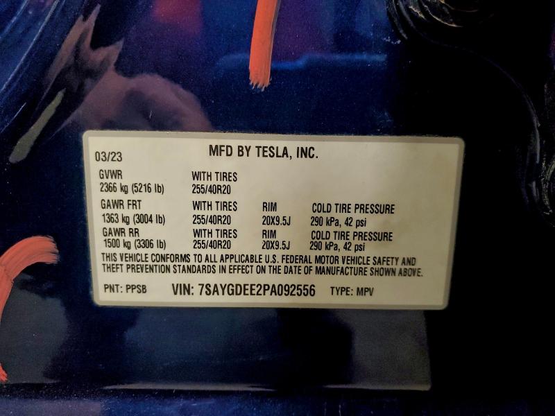 Photo 14 from auction – 2023 TESLA MODEL Y with VIN 7SAYGDEE2PA092556