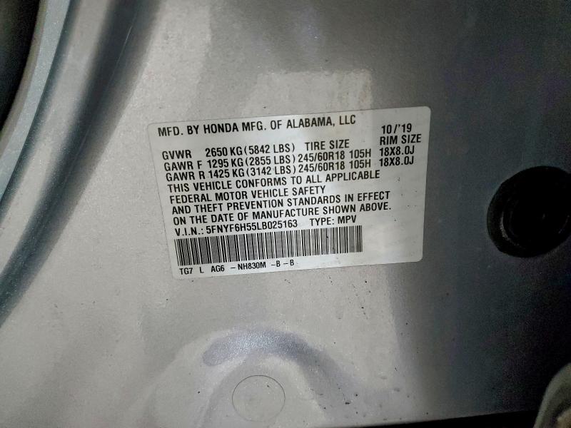 Photo 14 from auction – 2020 HONDA PILOT EXL with VIN 5FNYF6H55LB025163