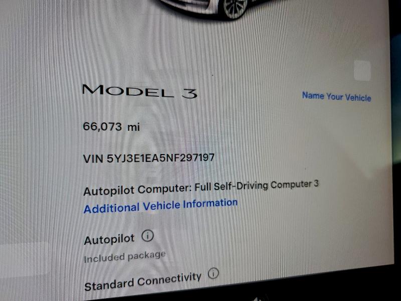 Photo 9 from auction – 2022 TESLA MODEL 3 with VIN 5YJ3E1EA5NF297197