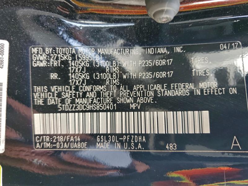 Photo 14 from auction – 2017 TOYOTA SIENNA with VIN 5TDZZ3DC9HS850401