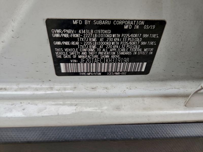 Photo 14 from auction – 2019 SUBARU CROSSTREK with VIN JF2GTAEC1KH319198