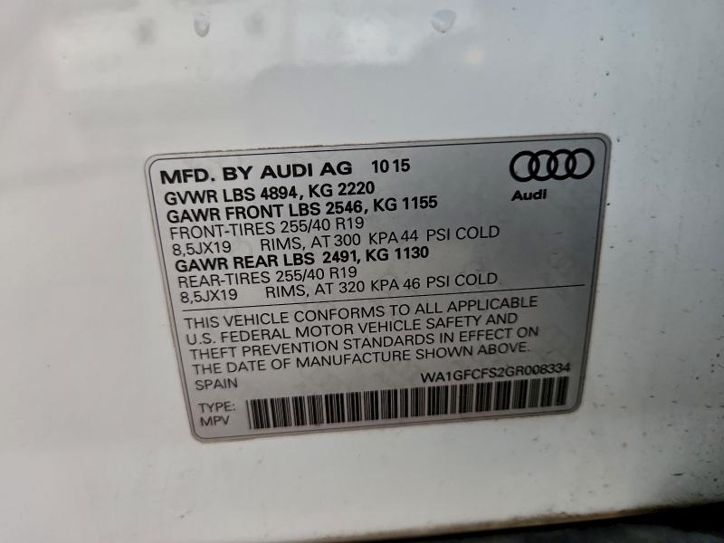 Photo 14 from auction – 2016 AUDI Q3 PRESTIG with VIN WA1GFCFS2GR008334