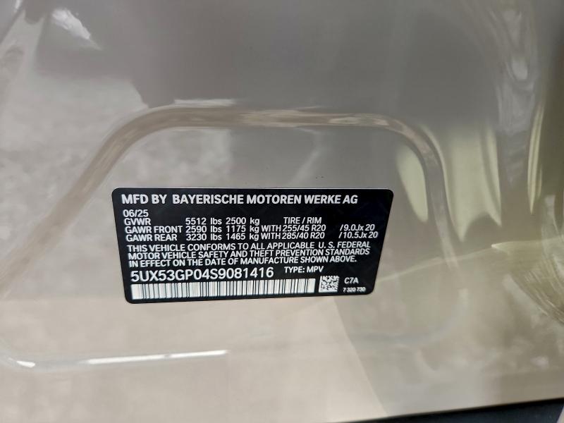 Photo 14 from auction – 2025 BMW X3 30 XDRI with VIN 5UX53GP04S9081416