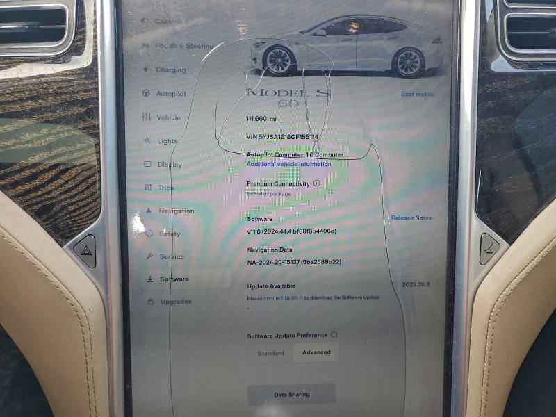 Photo 9 from auction – 2016 TESLA MODEL S with VIN 5YJSA1E18GF155114