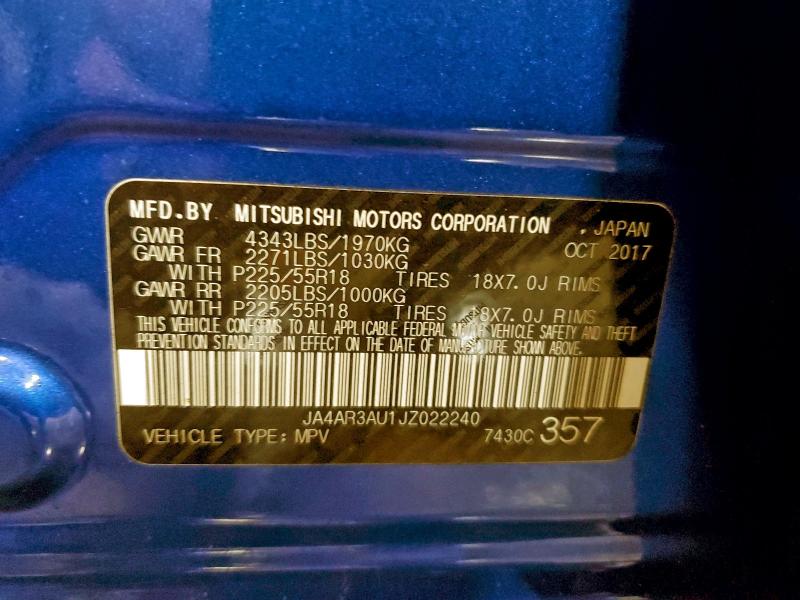 Photo 14 from auction – 2018 MITSUBISHI OUTLANDER with VIN JA4AR3AU1JZ022240
