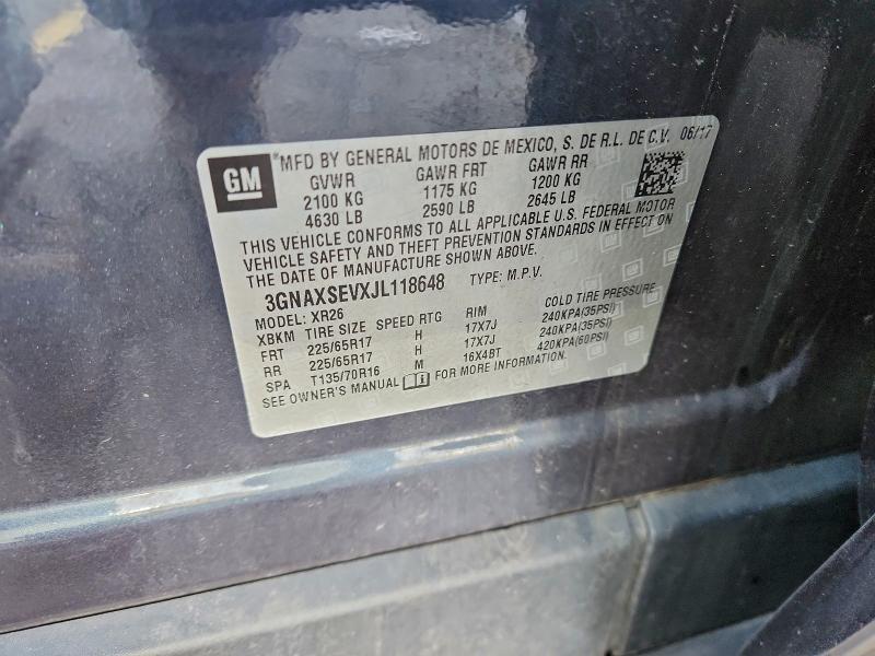 Photo 14 from auction – 2018 CHEVROLET EQUINOX LT with VIN 3GNAXSEVXJL118648