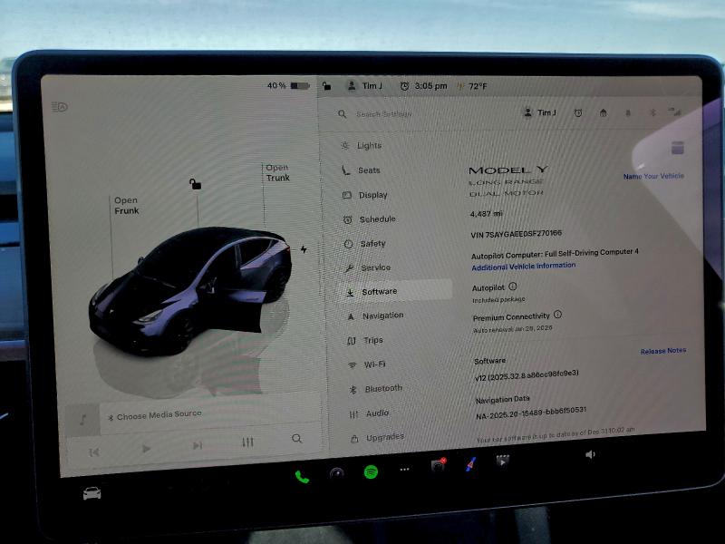 Photo 9 from auction – 2025 TESLA MODEL Y with VIN 7SAYGAEE0SF270166