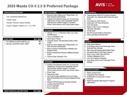 Photo 12 from auction – 2025 MAZDA CX-5 PREFE with VIN JM3KFBCL6S0643228