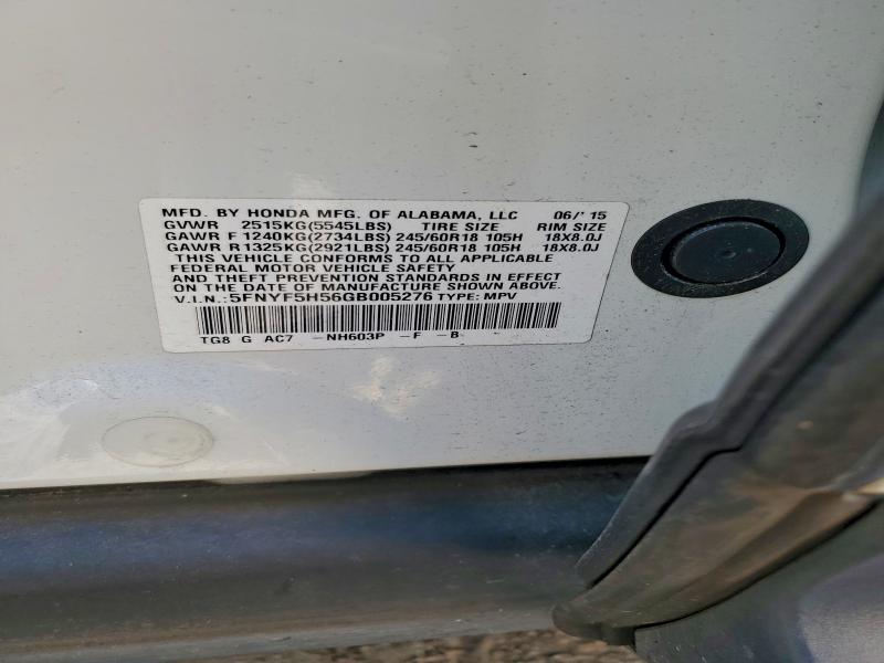 Photo 14 from auction – 2016 HONDA PILOT EXL with VIN 5FNYF5H56GB005276