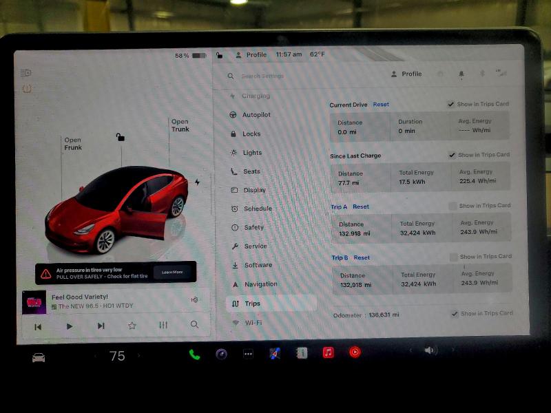 Photo 9 from auction – 2022 TESLA MODEL 3 with VIN 5YJ3E1EA0NF185360