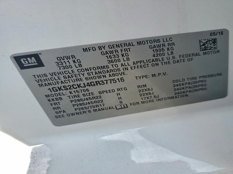 Photo 14 from auction – 2016 GMC YUKON DENA with VIN 1GKS2CKJ4GR377516
