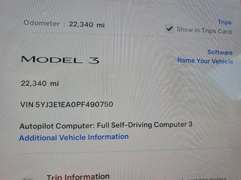 Photo 9 from auction – 2023 TESLA MODEL 3 with VIN 5YJ3E1EA0PF490750