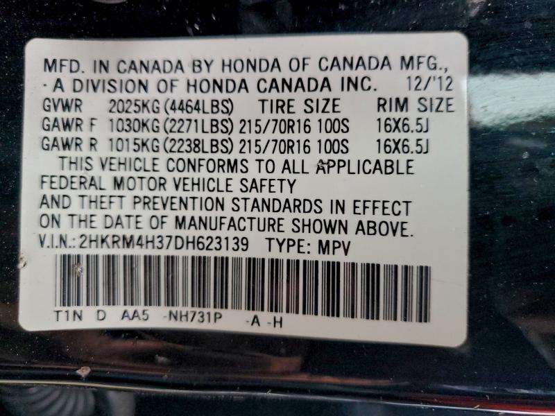 Photo 14 from auction – 2013 HONDA CRV with VIN 2HKRM4H37DH623139