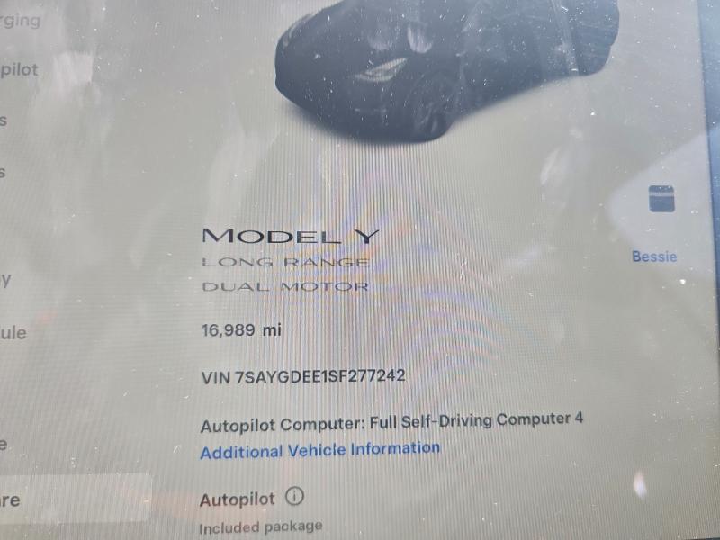 Photo 9 from auction – 2025 TESLA MODEL Y with VIN 7SAYGDEE1SF277242