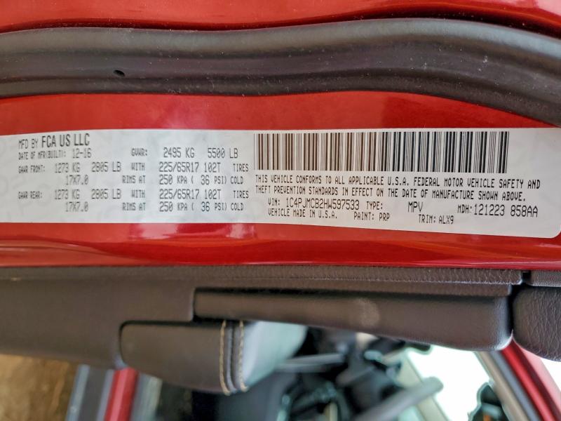Photo 14 from auction – 2017 JEEP CHEROKEE L with VIN 1C4PJMCB2HW597533