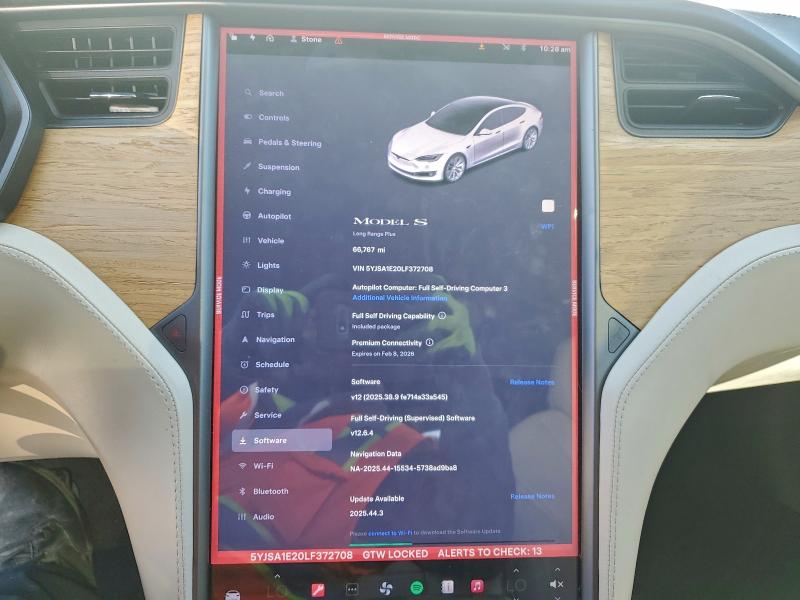 Photo 9 from auction – 2020 TESLA MODEL S with VIN 5YJSA1E20LF372708