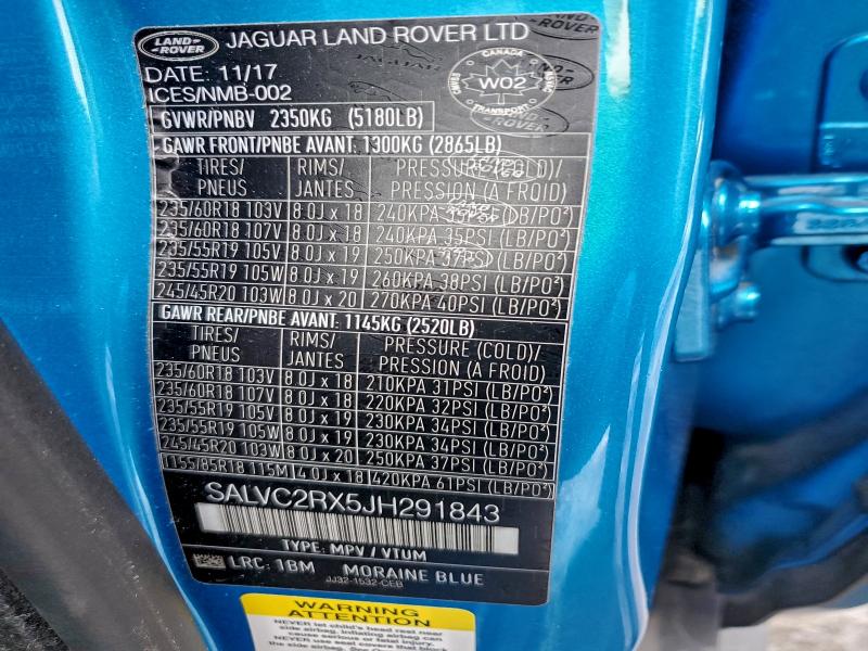 Photo 14 from auction – 2018 LAND ROVER RANGE ROVE with VIN SALVC2RX5JH291843