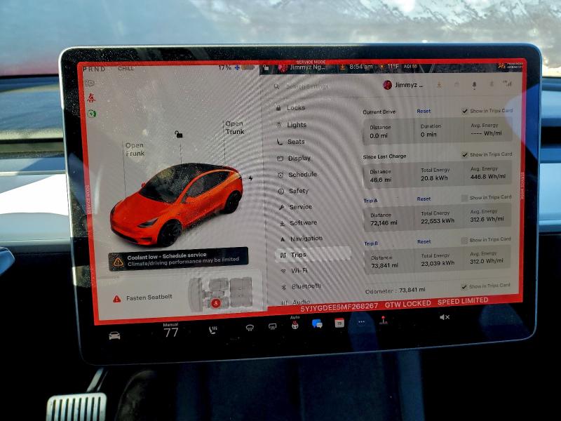 Photo 9 from auction – 2021 TESLA MODEL Y with VIN 5YJYGDEE5MF268267