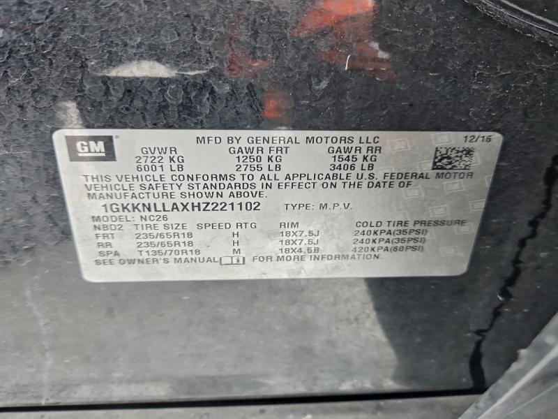 Photo 14 from auction – 2017 GMC ACADIA SLE with VIN 1GKKNLLAXHZ221102
