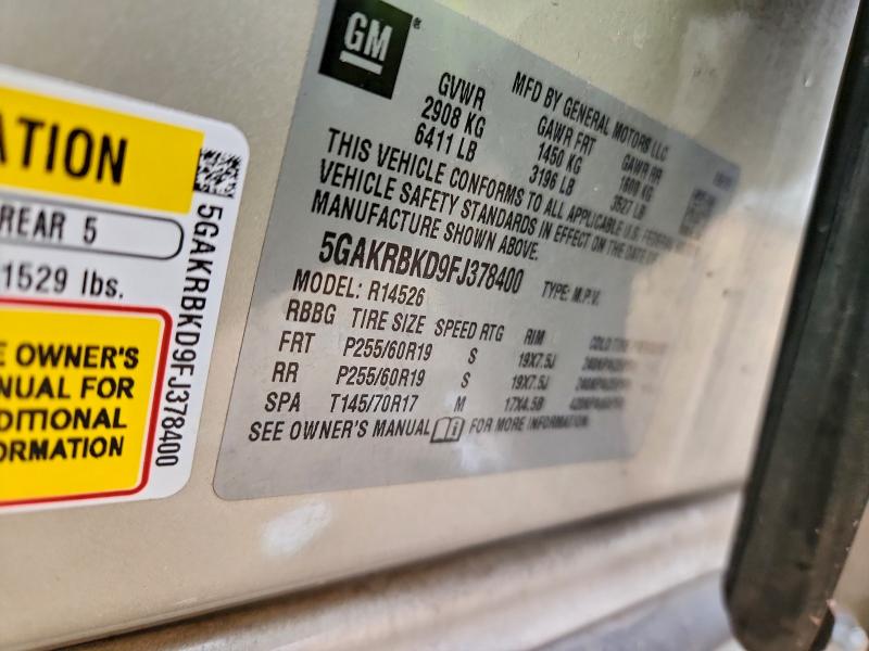 Photo 14 from auction – 2015 BUICK ENCLAVE with VIN 5GAKRBKD9FJ378400