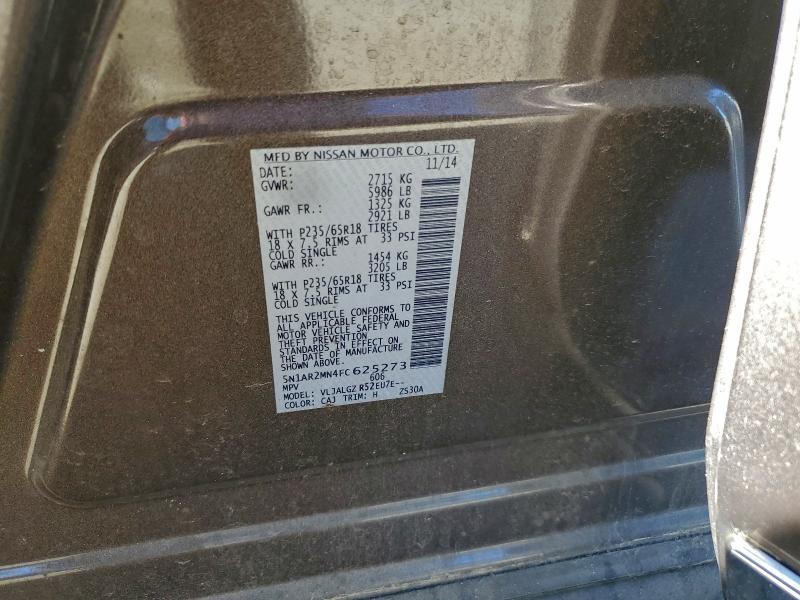 Photo 14 from auction – 2015 NISSAN PATHFINDER with VIN 5N1AR2MN4FC625273