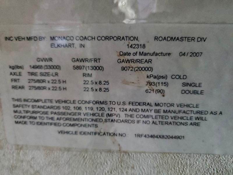 Photo 10 from auction – 2008 ROADMASTER RAIL MONOCOQUE with VIN 1RF43464X82044901