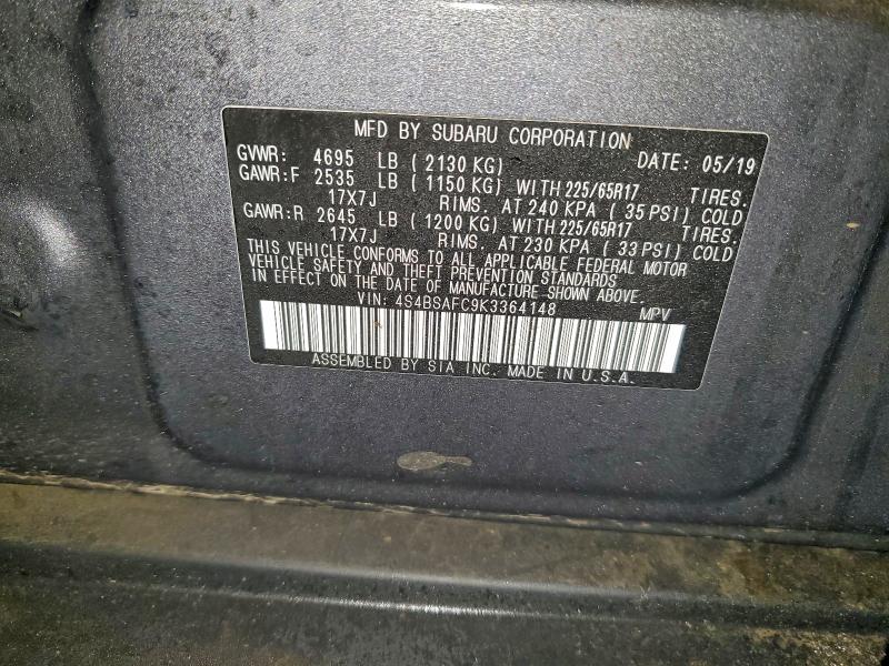 Photo 14 from auction – 2019 SUBARU OUTBACK with VIN 4S4BSAFC9K3364148