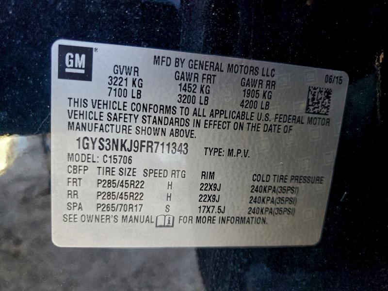 Photo 14 from auction – 2015 CADILLAC ESCALADE with VIN 1GYS3NKJ9FR711343