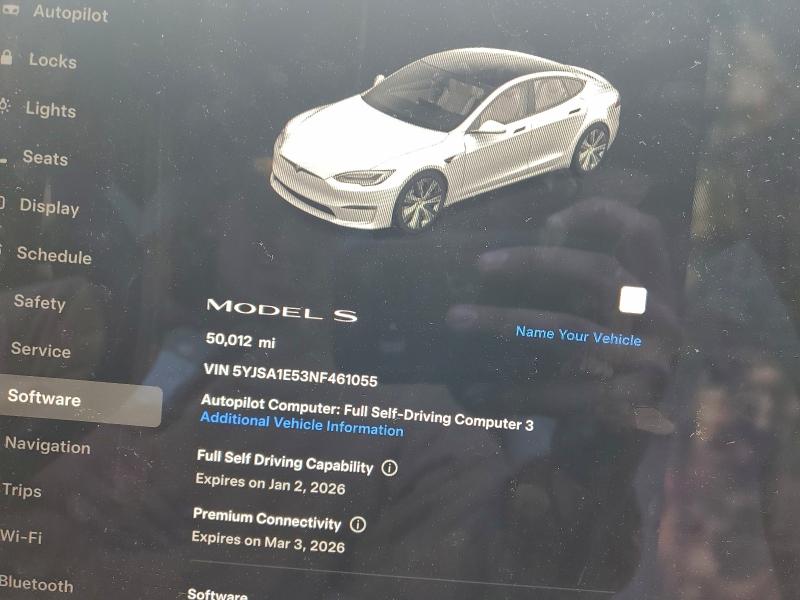 Photo 9 from auction – 2022 TESLA MODEL S with VIN 5YJSA1E53NF461055
