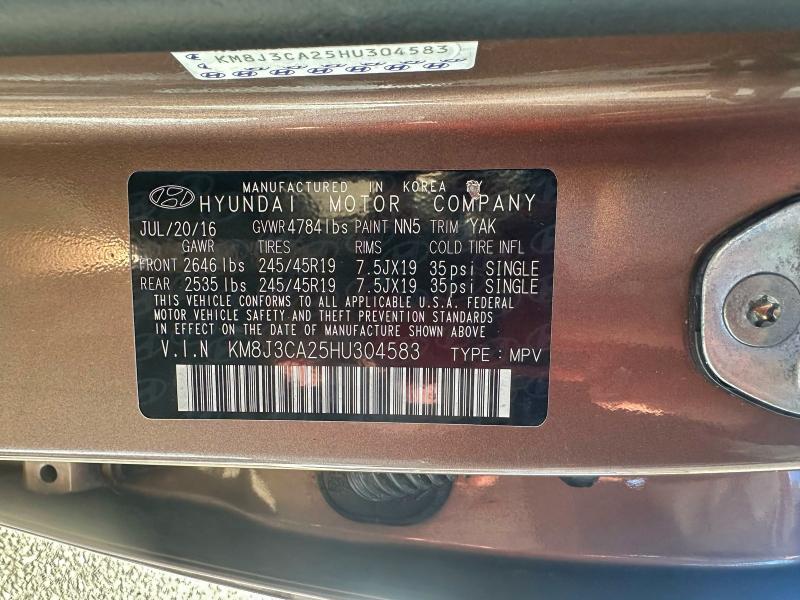 Photo 10 from auction – 2017 HYUNDAI TUCSON LIM with VIN KM8J3CA25HU304583