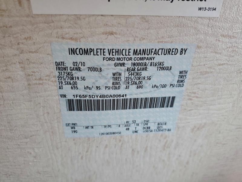 Photo 10 from auction – 2011 FORD F53 with VIN 1F65F5DY4B0A00641