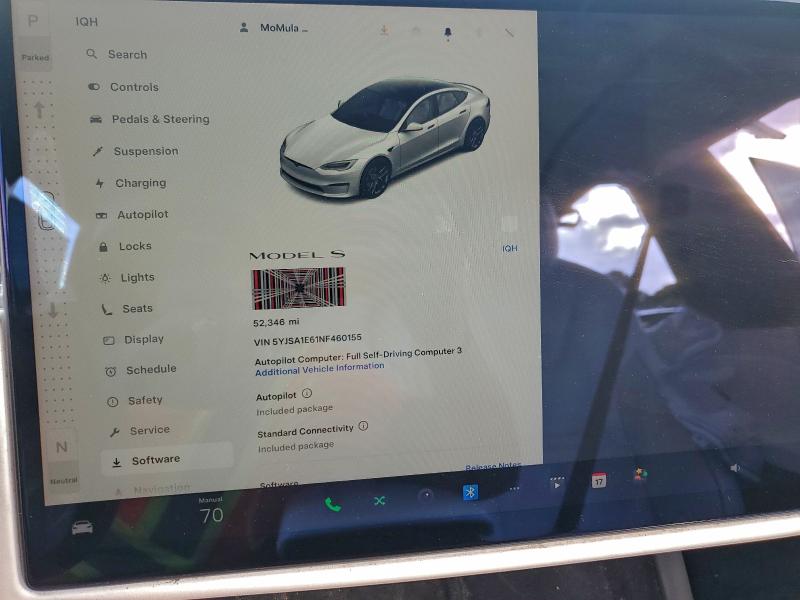 Photo 9 from auction – 2022 TESLA MODEL S with VIN 5YJSA1E61NF460155